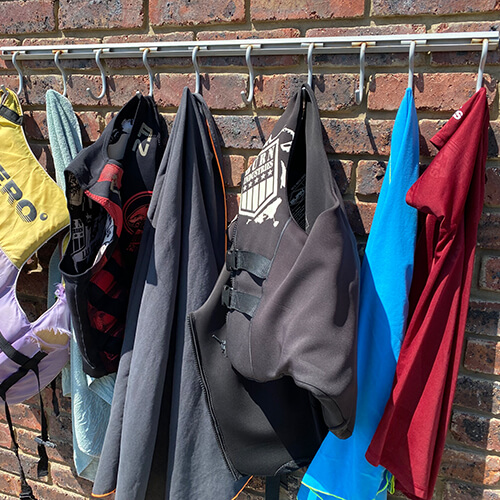 Sports equipment storage hooks